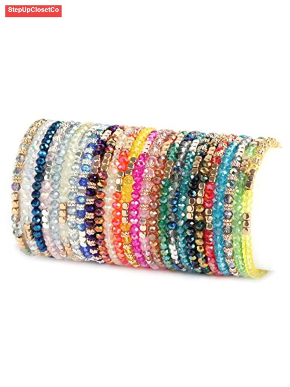 26-Piece Boho Glass Beaded Bracelet Stack Set for Women